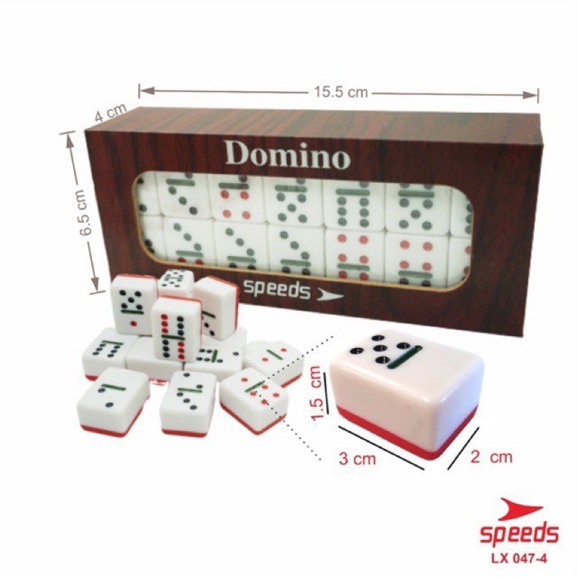 TERLARIS Set Game Domino Batu Set Balok Tebal Gaple QQ Kartu Box kayu 047-4 MAINAN DOMINO