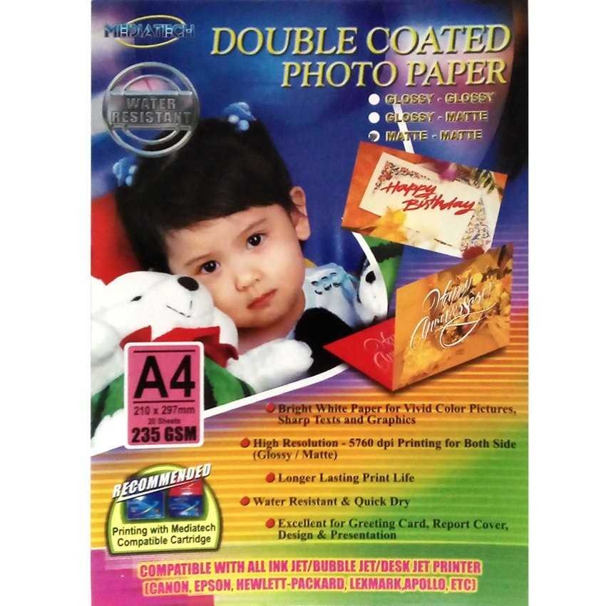 

Mediatech Double Coated Photo Paper A4 235 gsm Matte Matte - 20 sheet Sri Rejeki