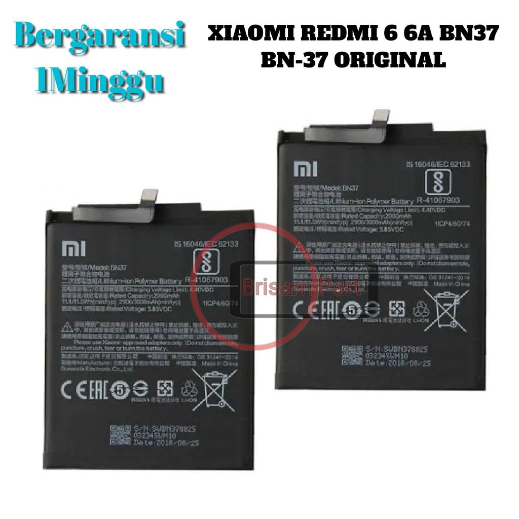 BATTERY BATERAI XIAOMI REDMI 6 6A BN37 BN-37 ORIGINAL