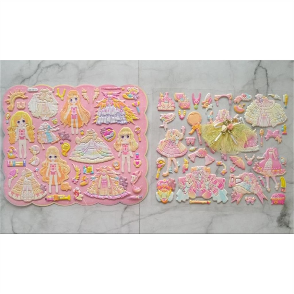 

(Princess) Sticker Stiker Bongkar Pasang Jurnal Scrapbook 3D Dress Up Fashion Karakter Princess Dengan Lace Aesthetic Estetik Bagus Lucu Anak Perempuan Anti Air