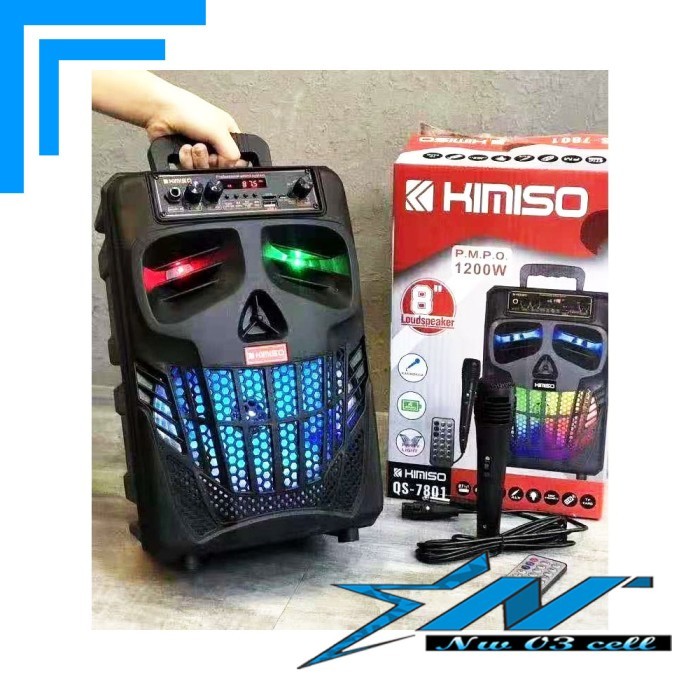 SPEAKER BLUETOOTH KIMISO 8 INCH QS-7801 / QS-780 LED PLUS MIC KARAOKE