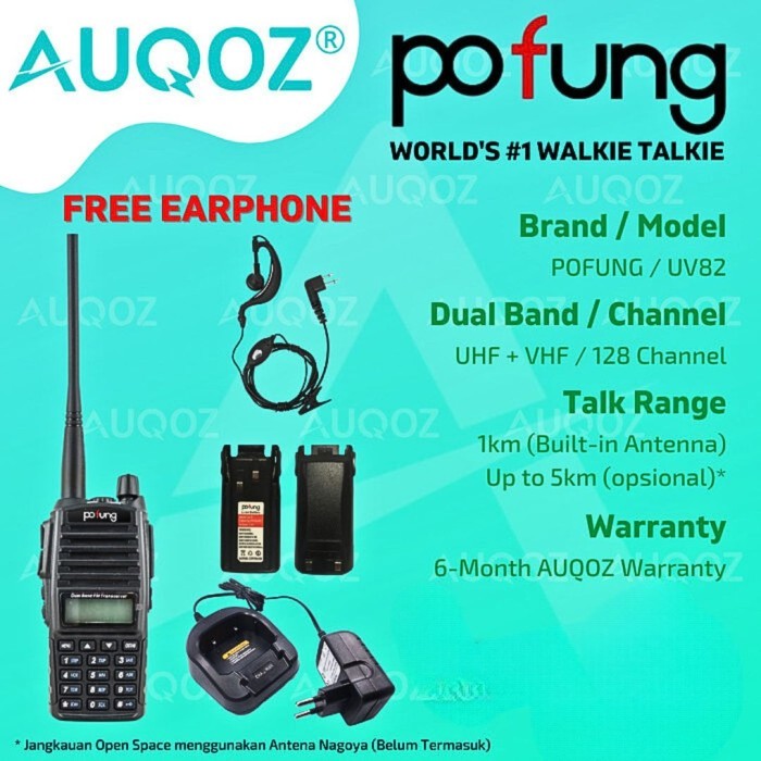 AUQOZ x Pofung UV82 Handy Walkie Talkie - Radio HT UHF VHF