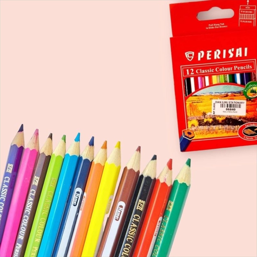 

(perisai) Pensil Warna Pencil Colors Pencil Pendek Mini Set dan Panjang 12 Warna merk Perisai