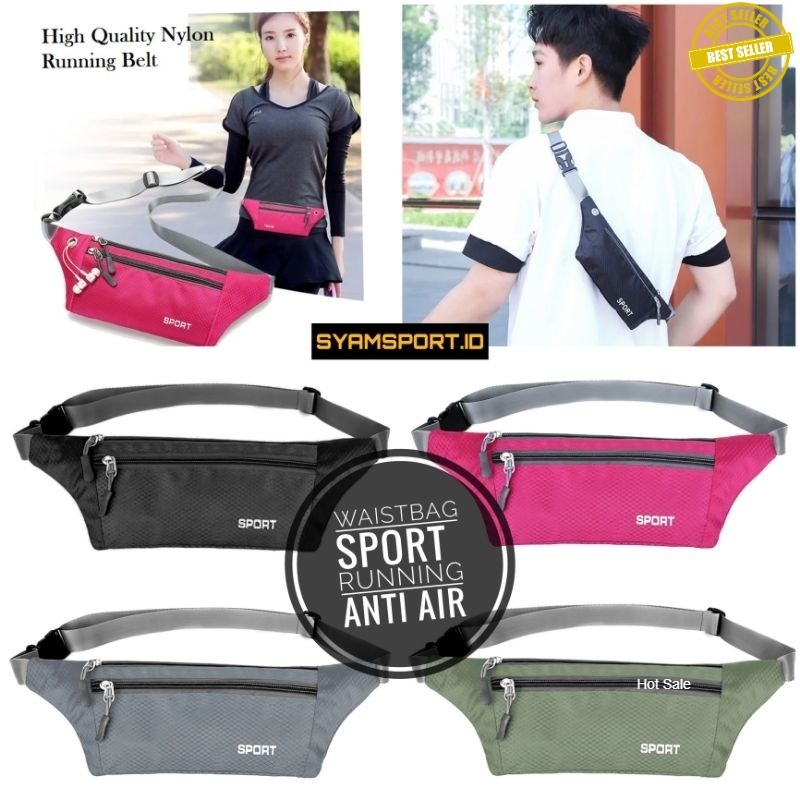 Tas Pinggang Olahraga ANTI AIR Waterproof Simpel  / Tas Running Sport / Waistbag Sport / Tas Olahrag