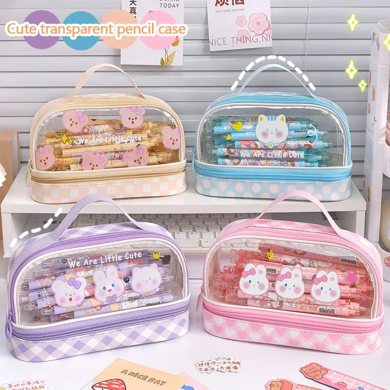 

Pencil Case Kotak Pensil Cart Sekolah Kapasitas Besar Dual Slot Trendy Stylish Wadah Kosmetik Tepak