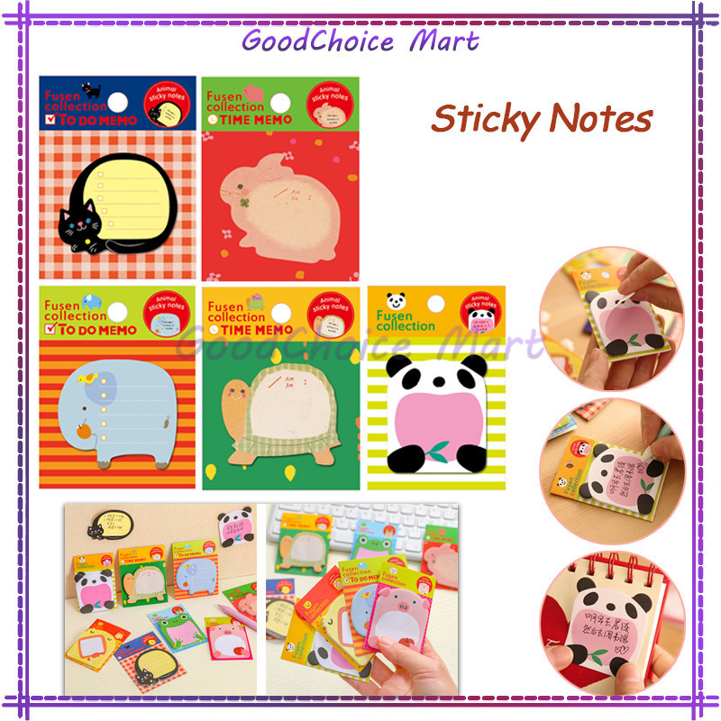 

Sticky Notes Memo Karakter Animal / Tempelan Kertas Catatan / Memo Motif Binatang