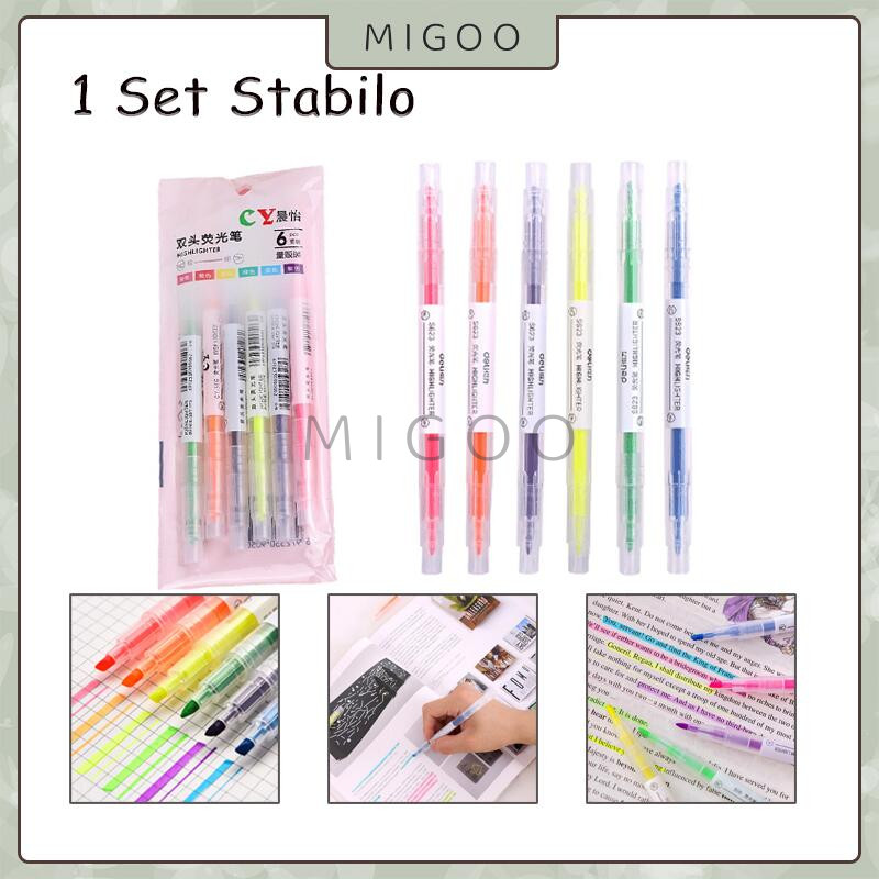 

1 Set Stabilo Warna Warni / Highlighter Warna Warni / Pensil Warna Melukis Mewarnai
