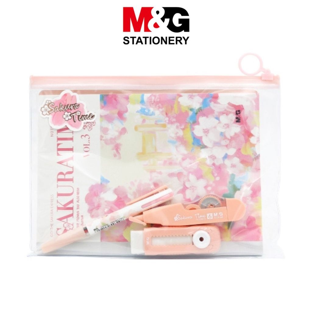

Set Stationery 4 In 1 M&G HAGP2360 Sakura Time Set Alat Tulis Pulpen Notebook Eraser & Correction Tape - SET SHESB