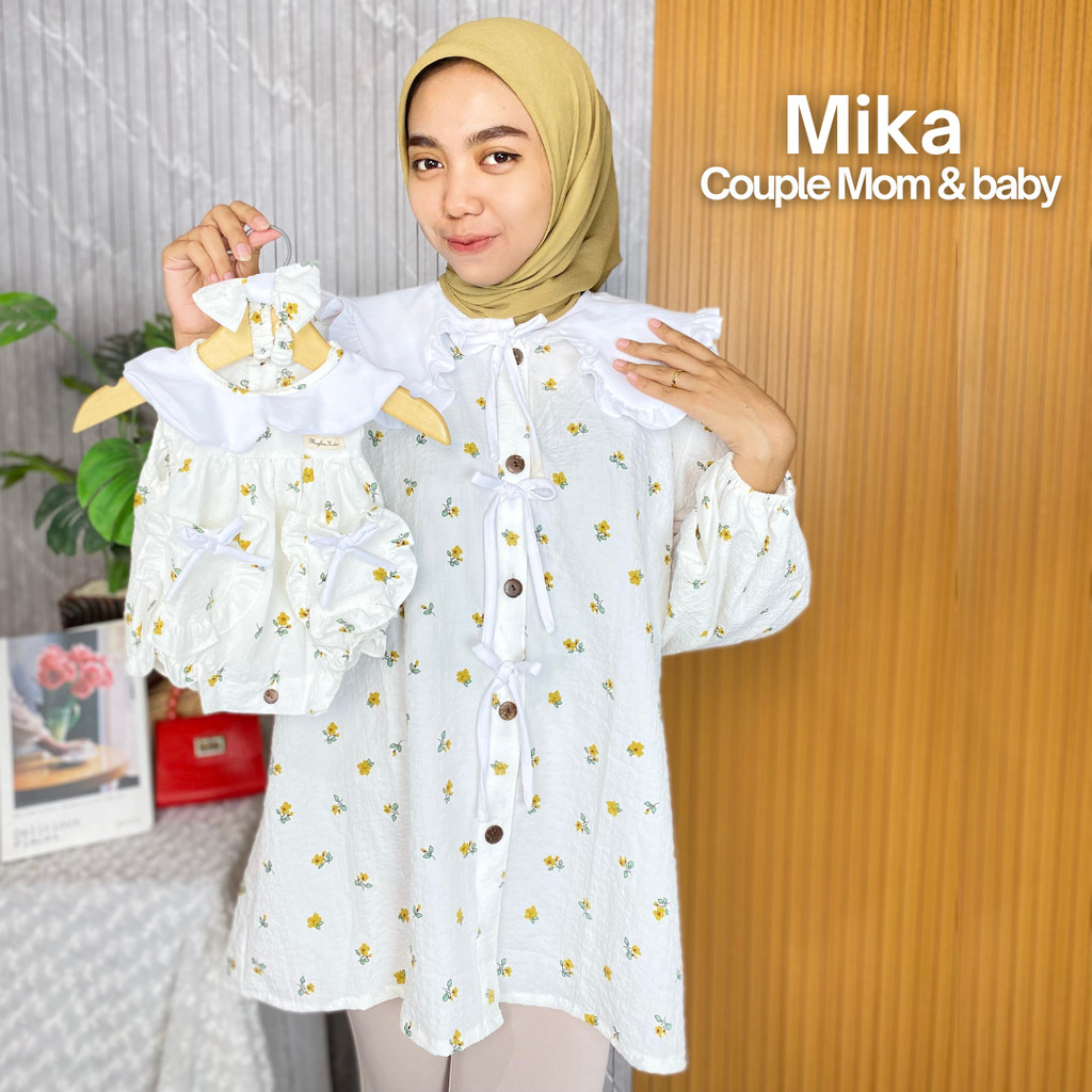 ABECEKIDS COUPLE MOM & KIDS MIKA ROMPER BAYI DAN TUNIK BUSUI BAJU KEMBARAN IBU & BAYI NEWBORN BY MYB