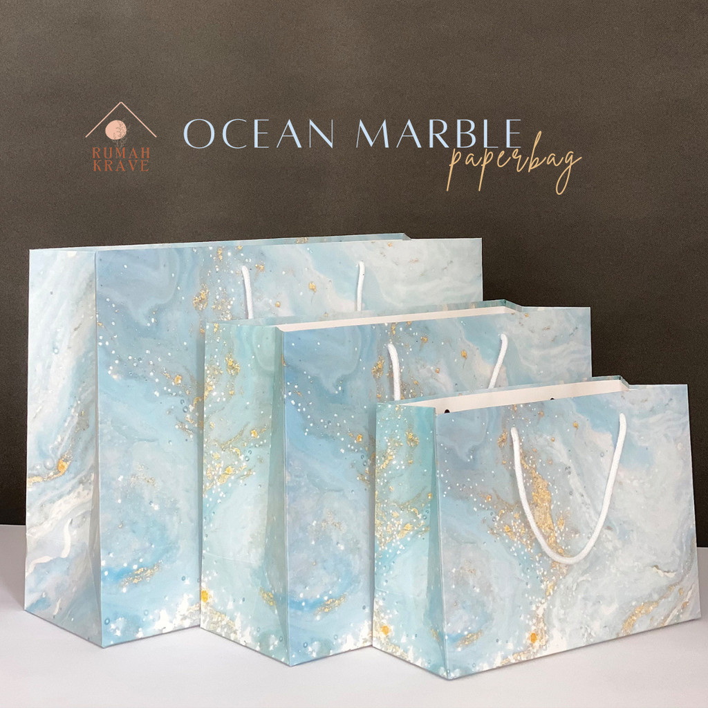 

RUMAH KRAVE - Ocean Marble Paperbag Tas Kantong Souvenir Hadiah
