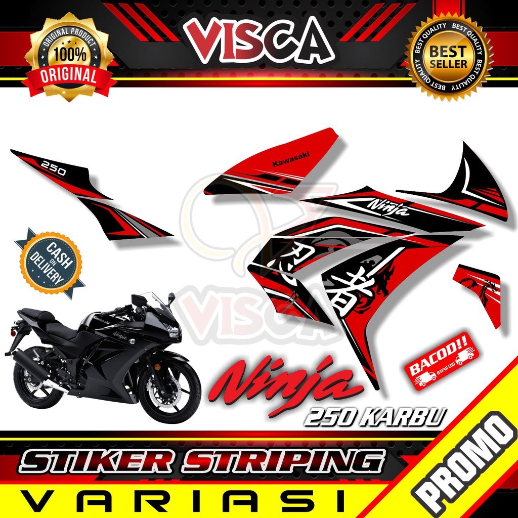 Striping Ninja 250 Karbu - Stiker Sticker Striping Variasi Kawasaki Ninja 250 Karbu