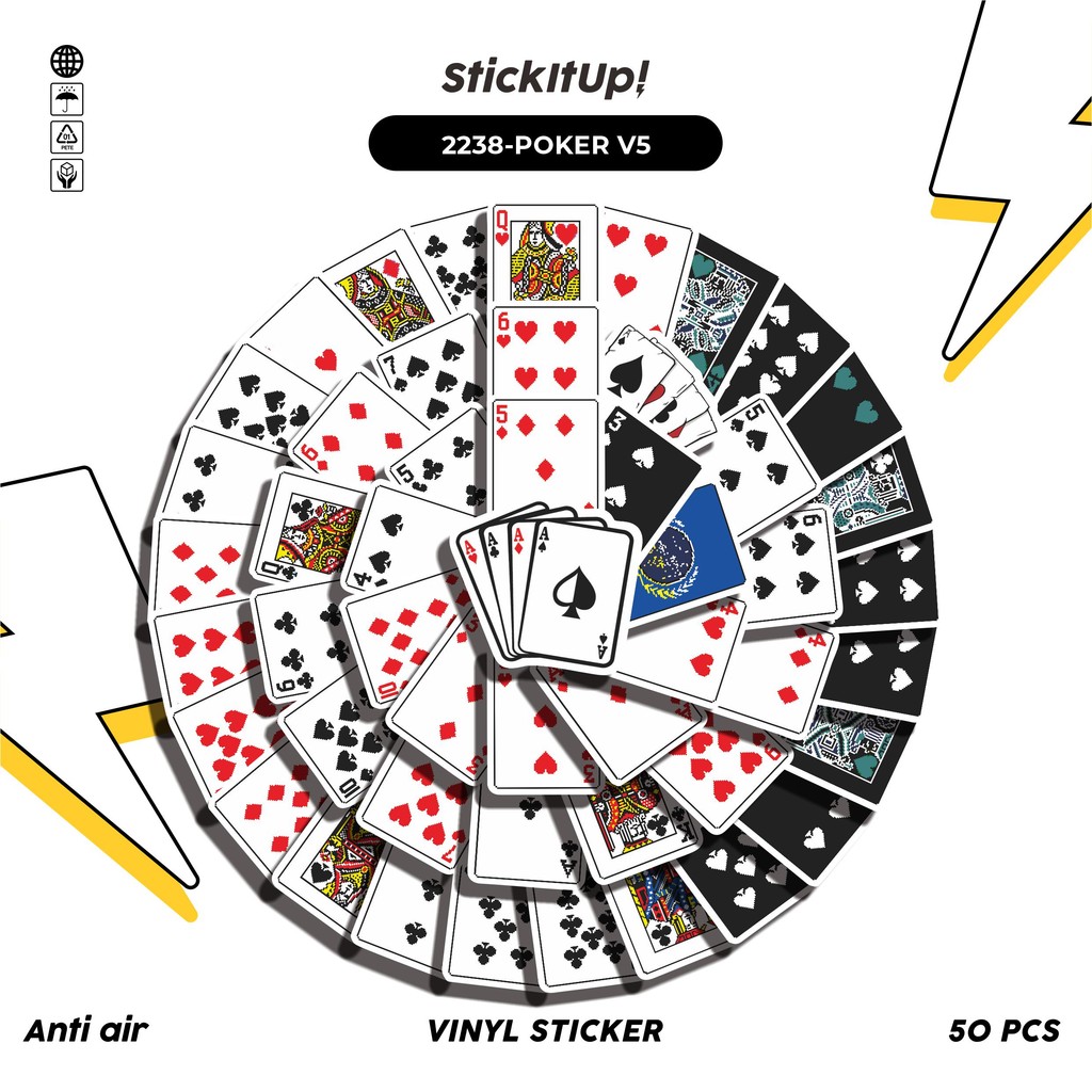 

COD✨ 50 Pcs Stiker Pack POKER V5 Lucu Aesthetic Vynil Waterproof untuk Freebies Sticker Buku Journal Casing HP Laptop