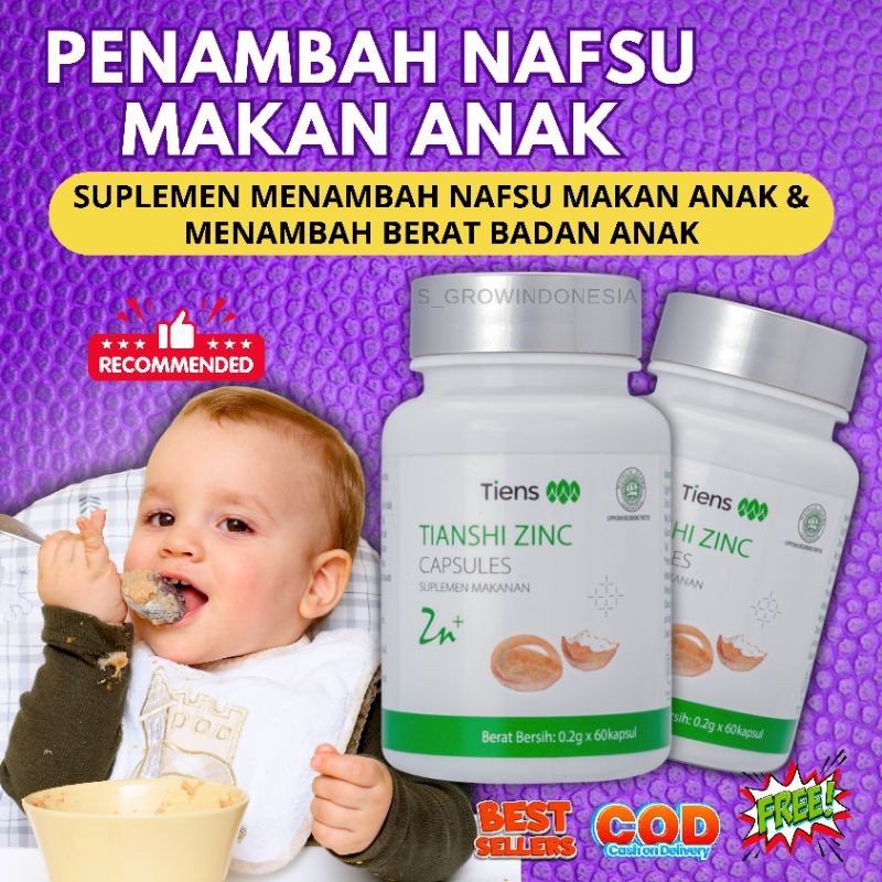 [Terlaris] Zinc Penambah Nafsu Makan Anak dan Dewasa Suplemen Kecerdasan Otak / Zinc tiens / zinc an