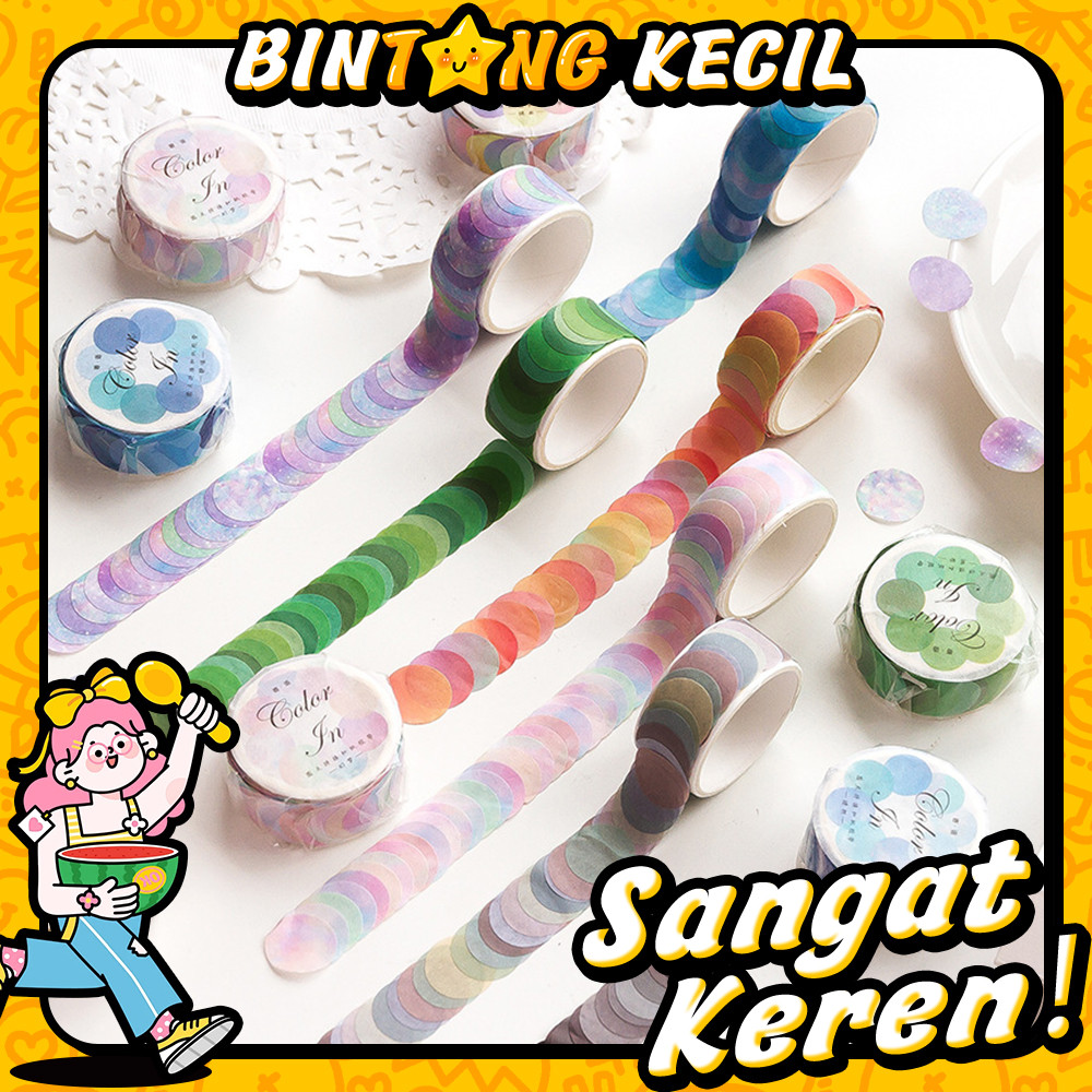 

Sticker Tape Aesthetic Stiker Deco Dot Washi Tape Kecil Warna-Warni Deco Masking Tape Planner Jurnal DIY