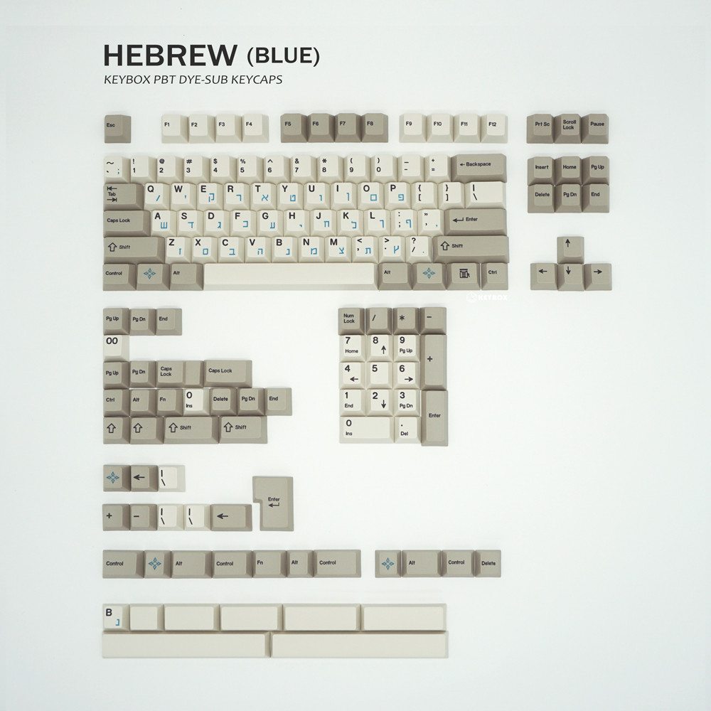 KeeBox Shenpo Hebrew  Keycaps Dye Sub150 Keys Full Set Keycaps Cherry Profile Mechanical Keyboard Ke
