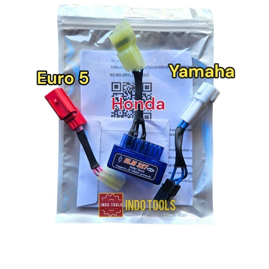 Scanner motor injeksi obd2 ELM 327 untuk sepeda motor Yamaha dan honda