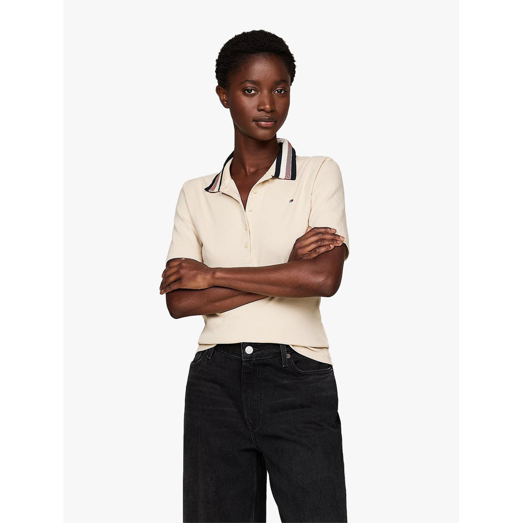 TOMMY HILFIGER - Slim Pique Polo Shirt-IVORY