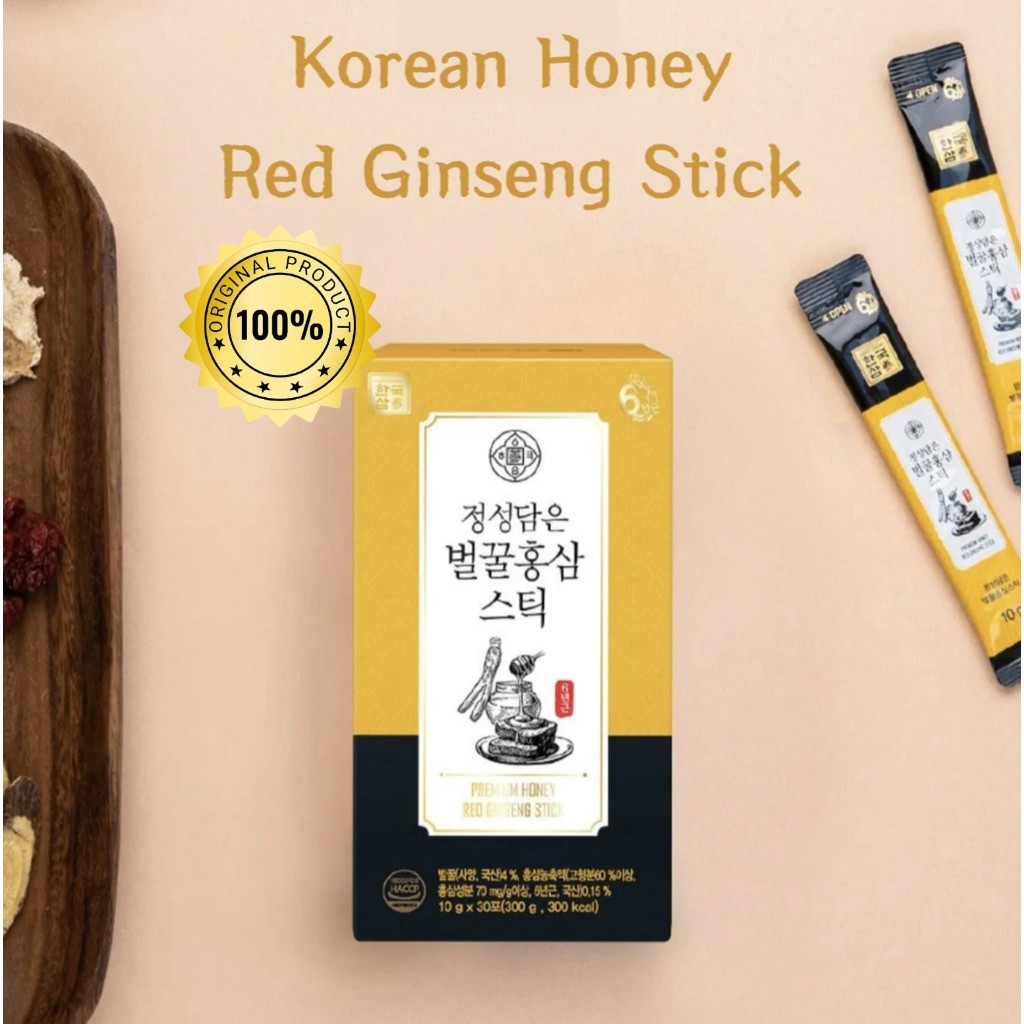 

Korean Premium Honey Red Ginseng 6Y Stick - Stik Ginseng Merah Korea Madu - 1 Box Isi 30s
