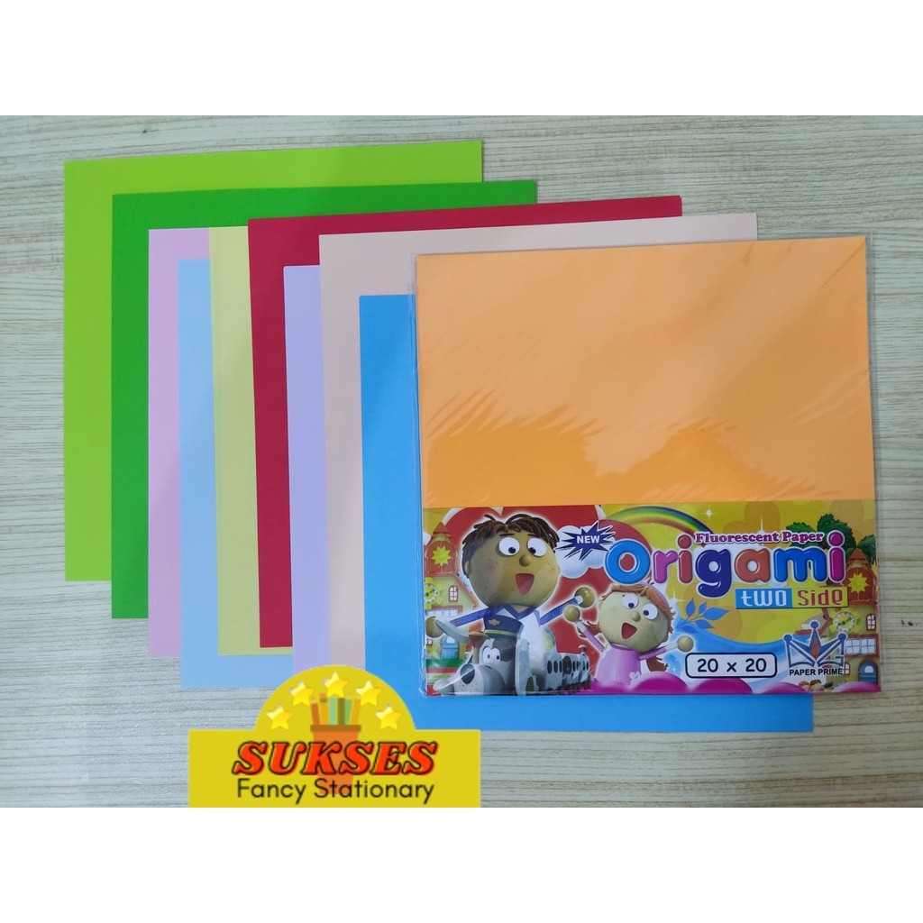 

Kertas lipat origami 20 x 20cm 2 sisi berwarna isi 20 lembar 10 warna