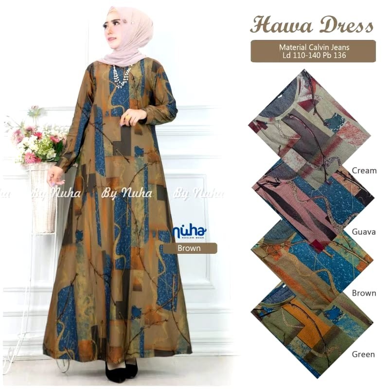 MUMU - HAWA MAXY Gamis Wanita Muslimah Terbaru Calvin Jean Zaini Maxy by Valent Fashion Hijab Solo