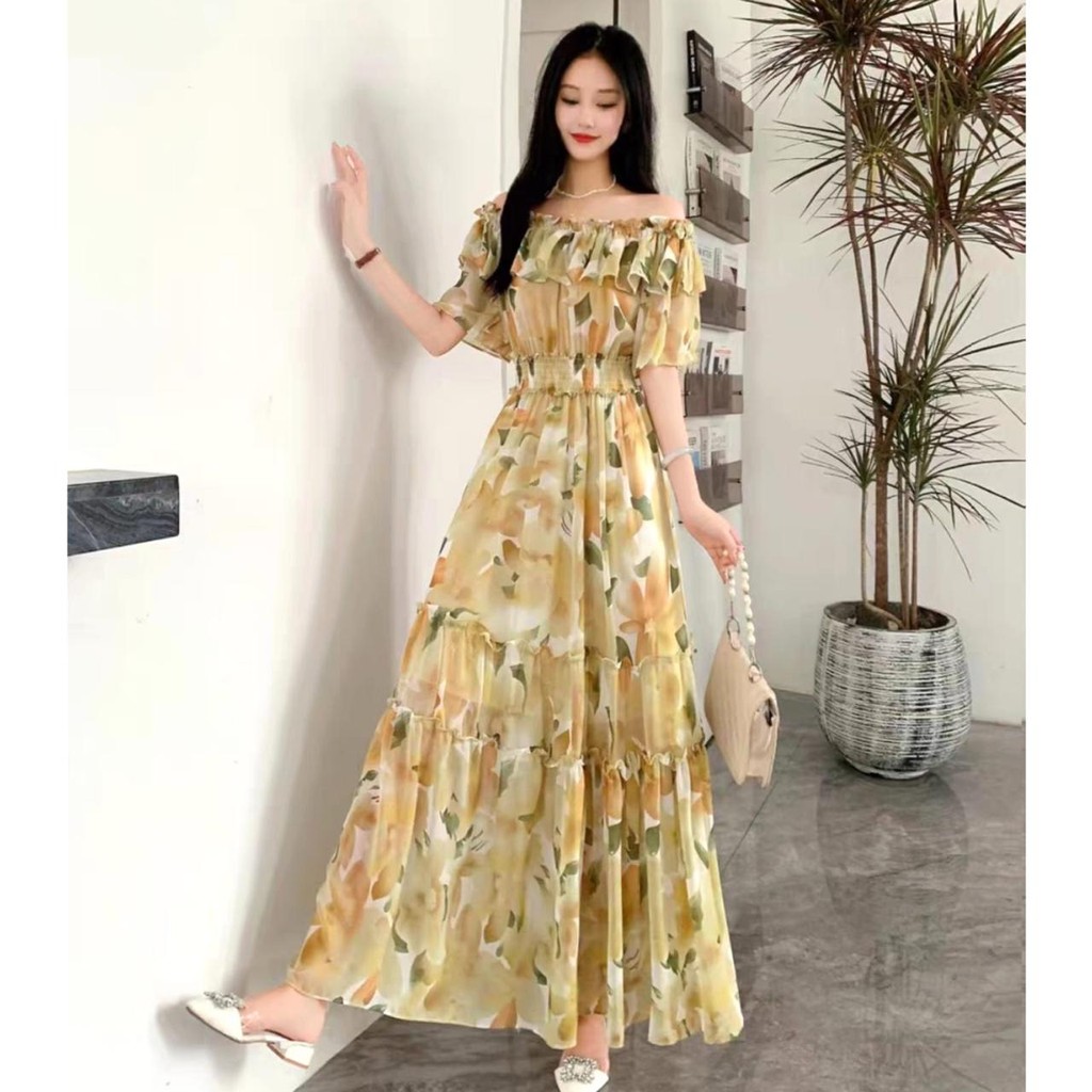 12814 Gaun Dress Maxi Wanita Adriana Crepe TE