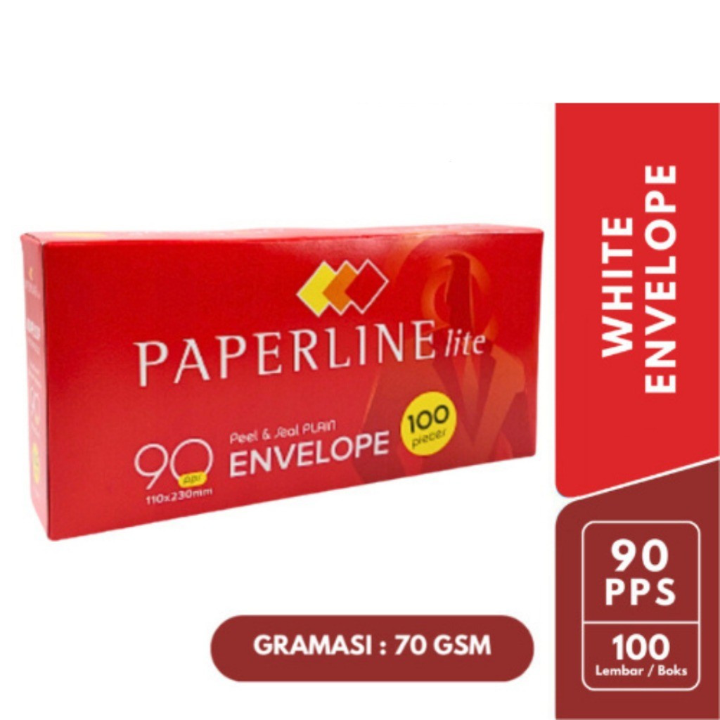 

Amplop Paperline LITE No.90 + lem / Amplop Panjang + Perekat uk.110x230 mm Isi 100 (dos merah)