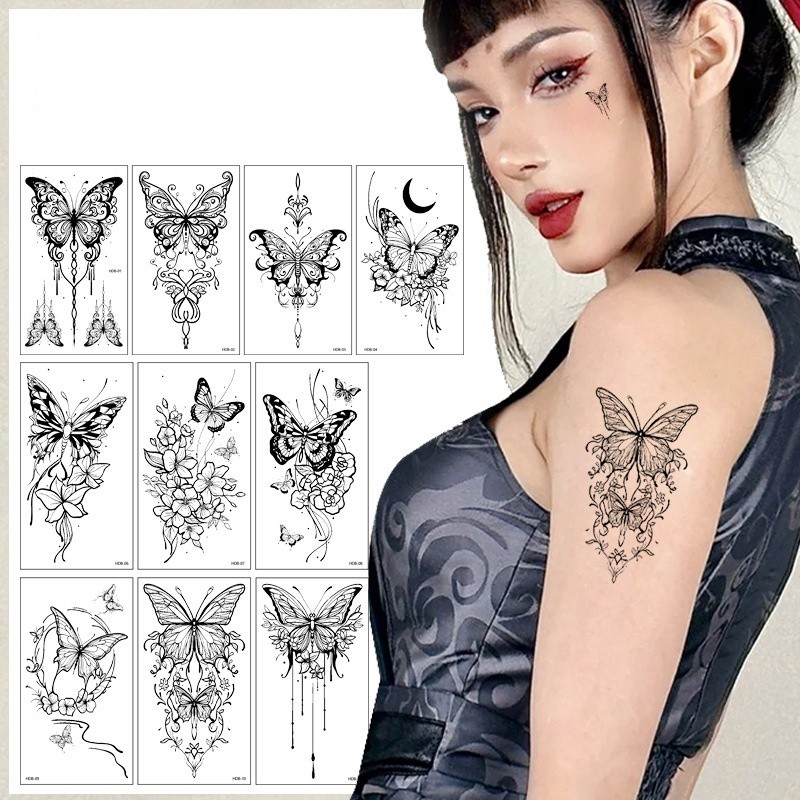 10pcs Tato Kupu Kupu Tahan Lama Tato Temporer Tahan Air Tato Butterfly Tato Stiker Tato Kupu-Kupu