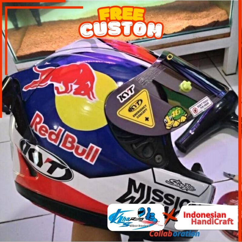 STIKER DECAL HELM REDBULL UNIVERSAL CUSTOM