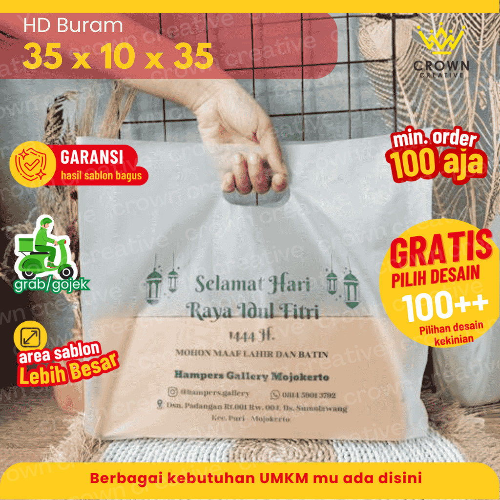 

35x10x35 (SABLON) HD BURAM / PLASTIK PLONG BURAM / KANTONG BURAM / PLASTIK TOKO ROTI / PLASTIK JCO / KRESEK JCO