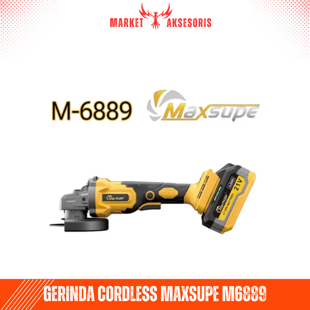 Gerinda Cordless Baterai MAXSUPE M6889 Brushless Portable Mesin Gurinda Charger Bateray Grinda Grind