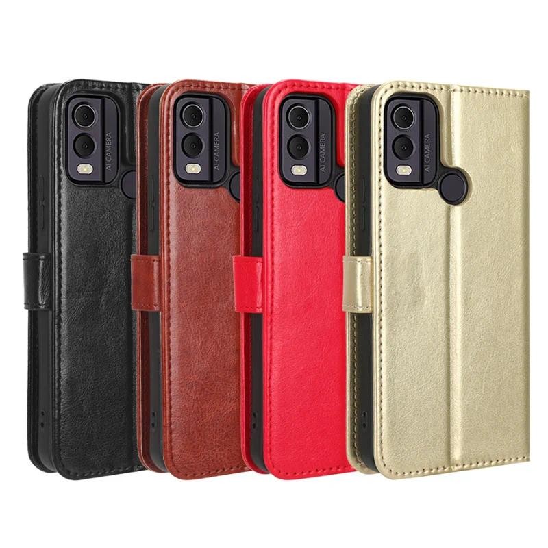 Flip Casing Nokia C22 4G Wallet cover High-grade fleece Car Slot Flip case Leather Stand Holder Hand