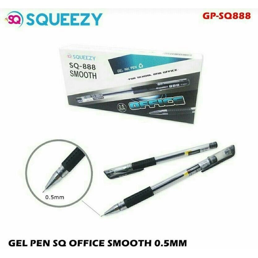 

Squeezy Pulpen Gel Smooth 0.5mm GP-SQ888 Satuan
