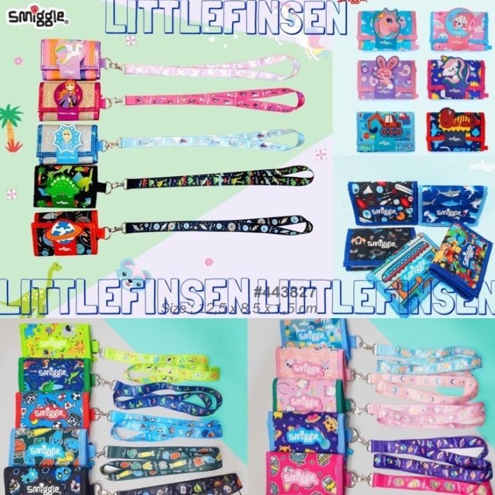 Baru Dompet smiggle/dompet anak/smiggle wallet - Dino hijau+tali