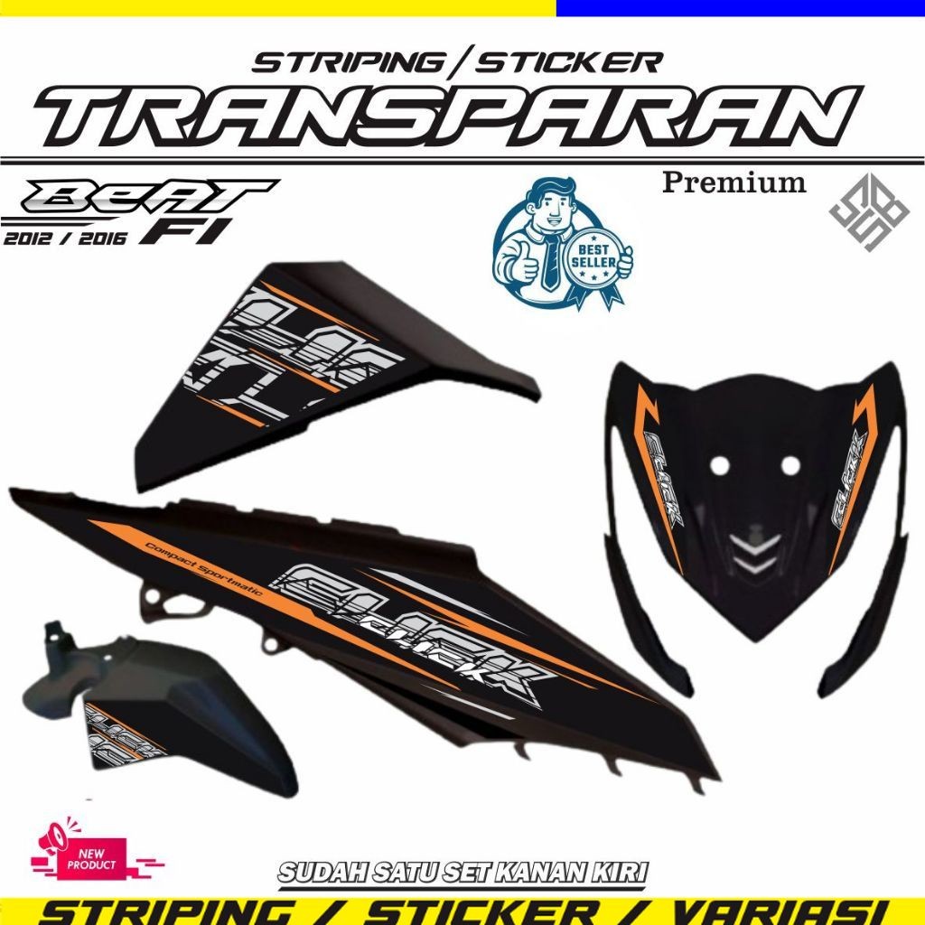 variasi striping / STIKER STRIPING TRANSPARAN BEAT FI versi CLICK
