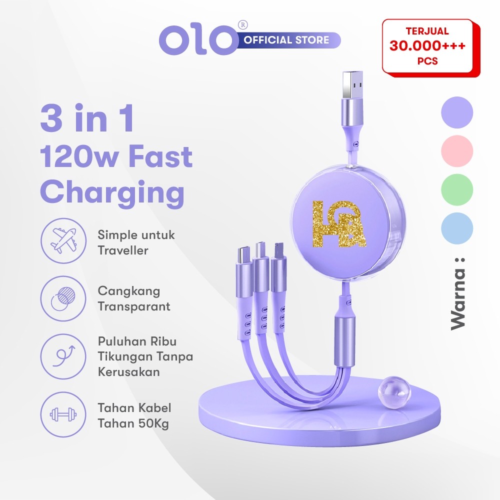 

Kabel Fast Charging 3in1 120Watt I Dengan 4 Pilihan Warna I Panjang 30cm - 120cm I Lightning USB Type C
