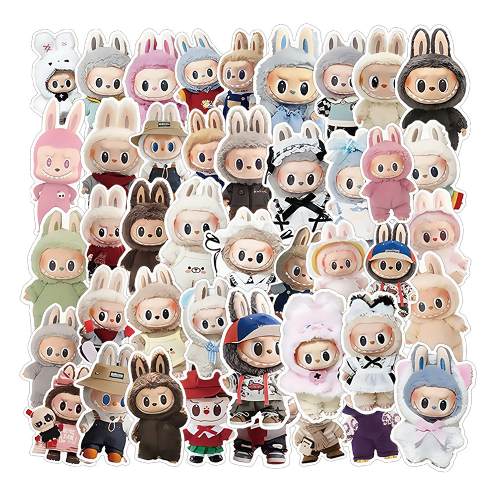 

50pcs Cute Rag Doll Cartoon Stationery Suitcase Notebook Sticker Forlabubu