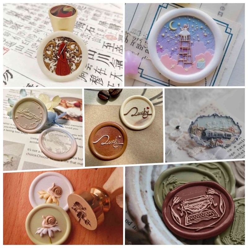 

Fire Seal Head Stamp Fine Carving Lucky Starpick Snail Bread Cabinet Cotton Lamb Copperhead Hand-Stamped Envelope Diy Toy Gift