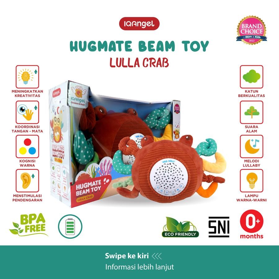 IQAngel – HugMate Beam Toy Lulla Crab / Mainan Edukasi Boneka Tidur Bayi dan Anak Karakter Kepiting 