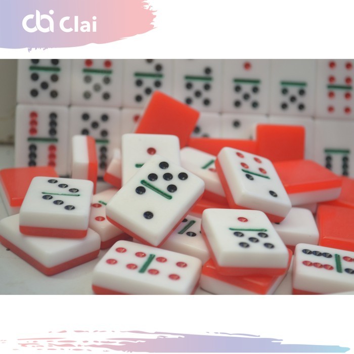 CLAI Game Domino Batu Set Balok Tebal Gaple QQ Mahjong Kartu 1,7CM 047-2