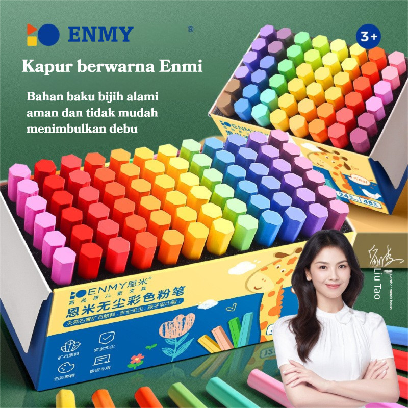 

ENMY Kapur Papan Tulis Blackboard Warna Color Chalk Putih White Chalk 12warna/32warna48pcs - 1 Box