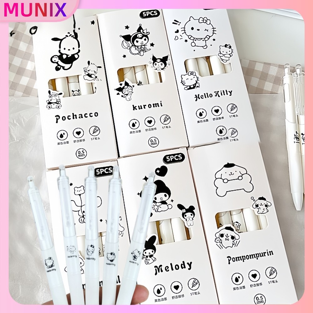 

Set Pulpen Ujian 5PCS-0.5mm&Tinta Halus-Desain Kartun Lucu+Putih Minimalis COD