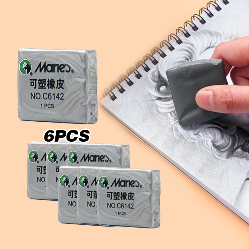 

6pcs Knedable Eraser Maries C6142 / Penghapus Bisa Dibentuk / Penghapus Elastis / Eraser Kneaded