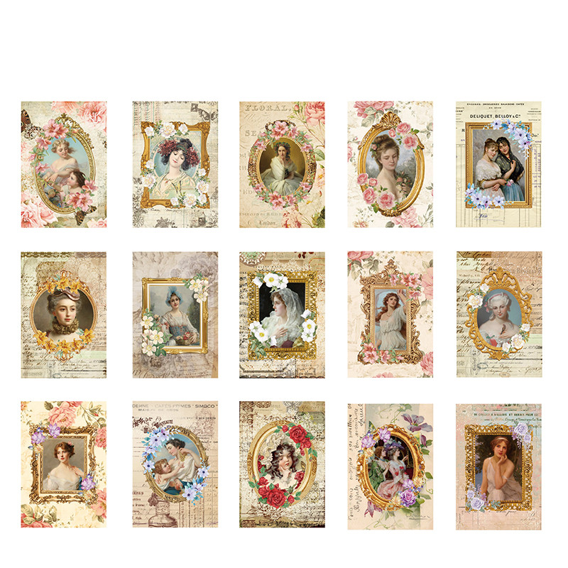 Mr. Paper 30Pcs/box Vintage Stickers Aesthetic Oil Painting  aracters Handbook DIY Room Decoration M