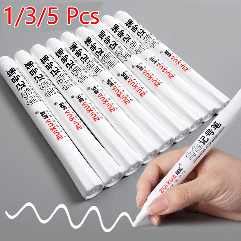 

3/5/10 Pcs White Marker Pens 2.0mm Oily Waterproof White Pen DIY Graffiti Sketching Markers Stationery Wrting School Supplies