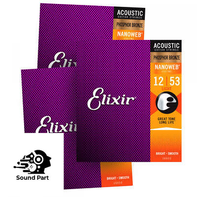 Senar gitar akustik ELIXIR 1 set ukuran 10 11 12 Acoustic guitar strings