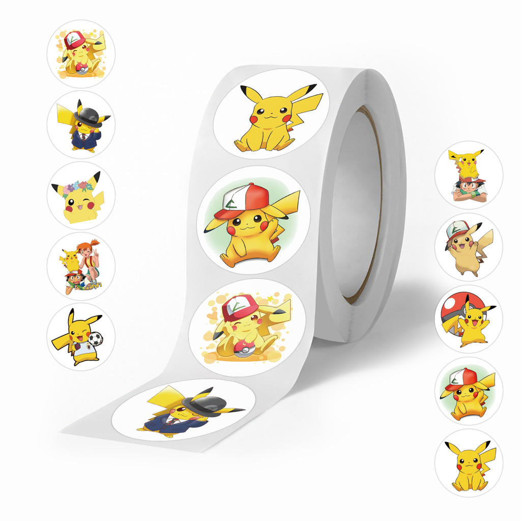 

500pcs/Roll Cartoon Pokemon Pikachu Sticker Tape Hand Account DIY Decorative Seal Sticker Waterproof Cup Sticker Kawaii Gift