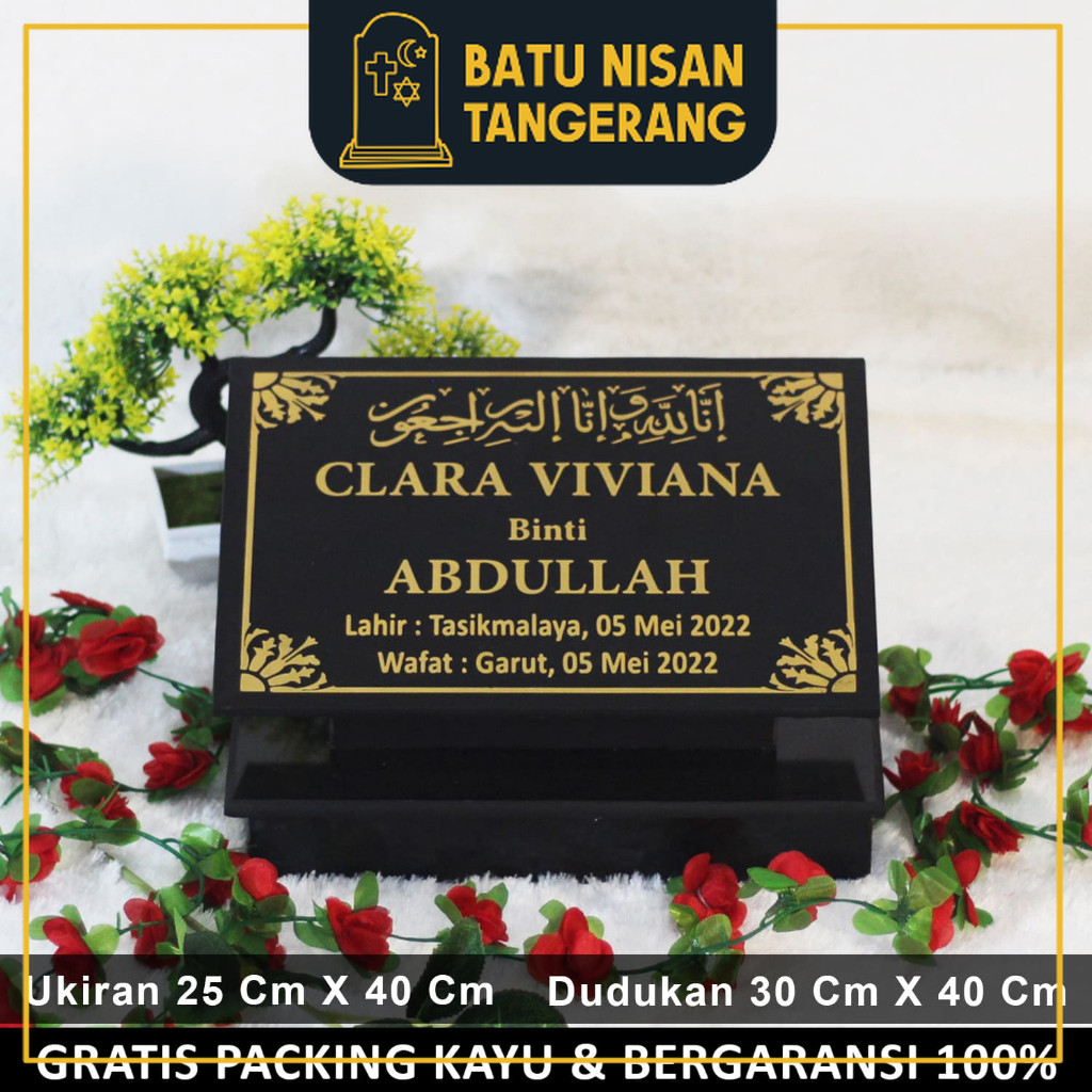 BNT - Dudukan Batu Nisan Makam Lengkap Kuburan Kijing Maesan Full Set Granit Marmer Keramik Hitam Pu