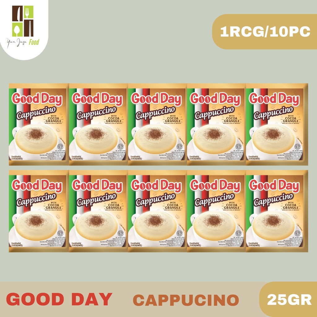 

Good Day Cappucino 25g - 1 RCG/10PCS / Cappucino Coffe / Good Day Kopi / Kopi Instan / Kopi Seduh Bubuk
