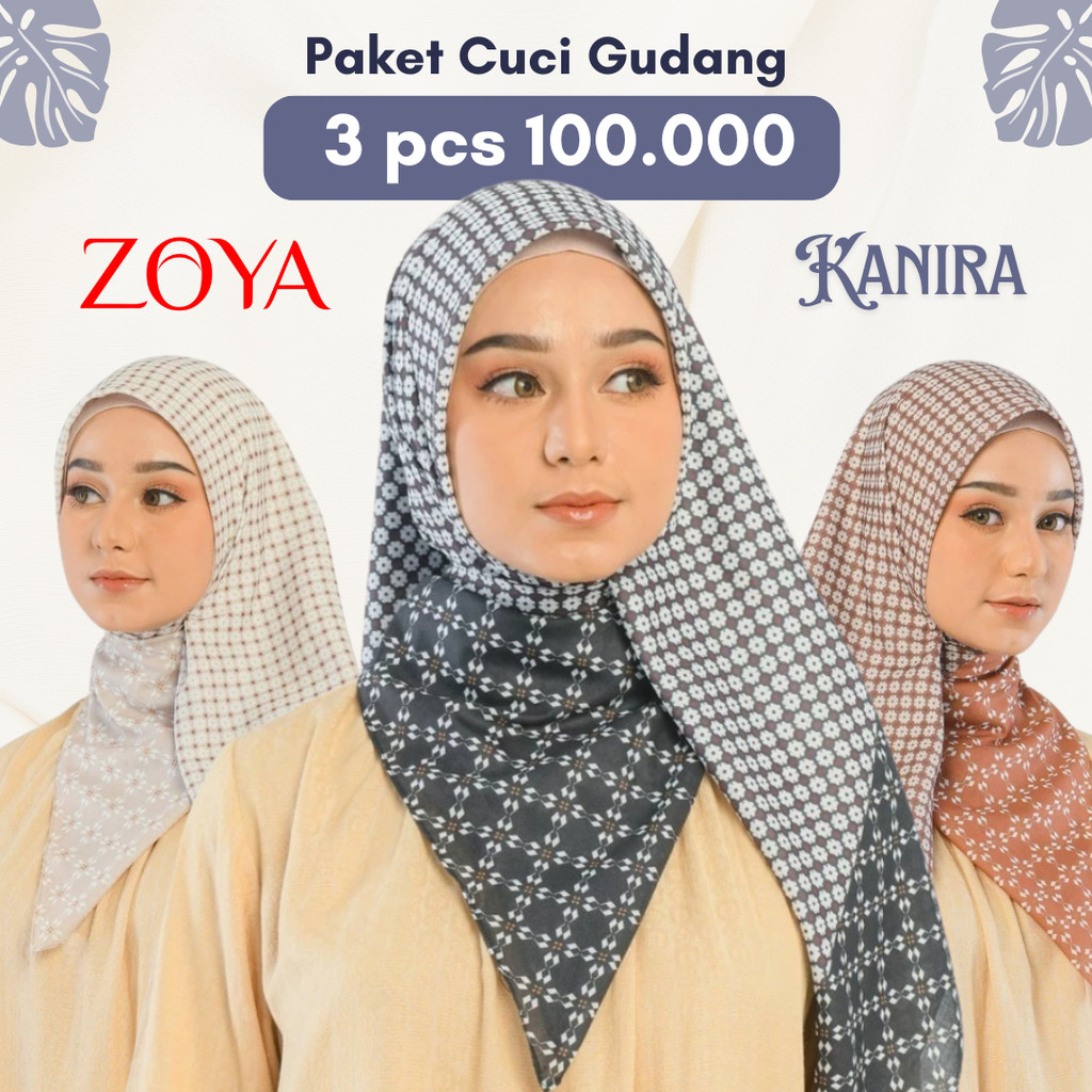 ZOYA KANIRA Scarf - CUCI GUDANG Kerudung Scarves Motif Voal Printing Promo Hijab Segi Empat Diskon B