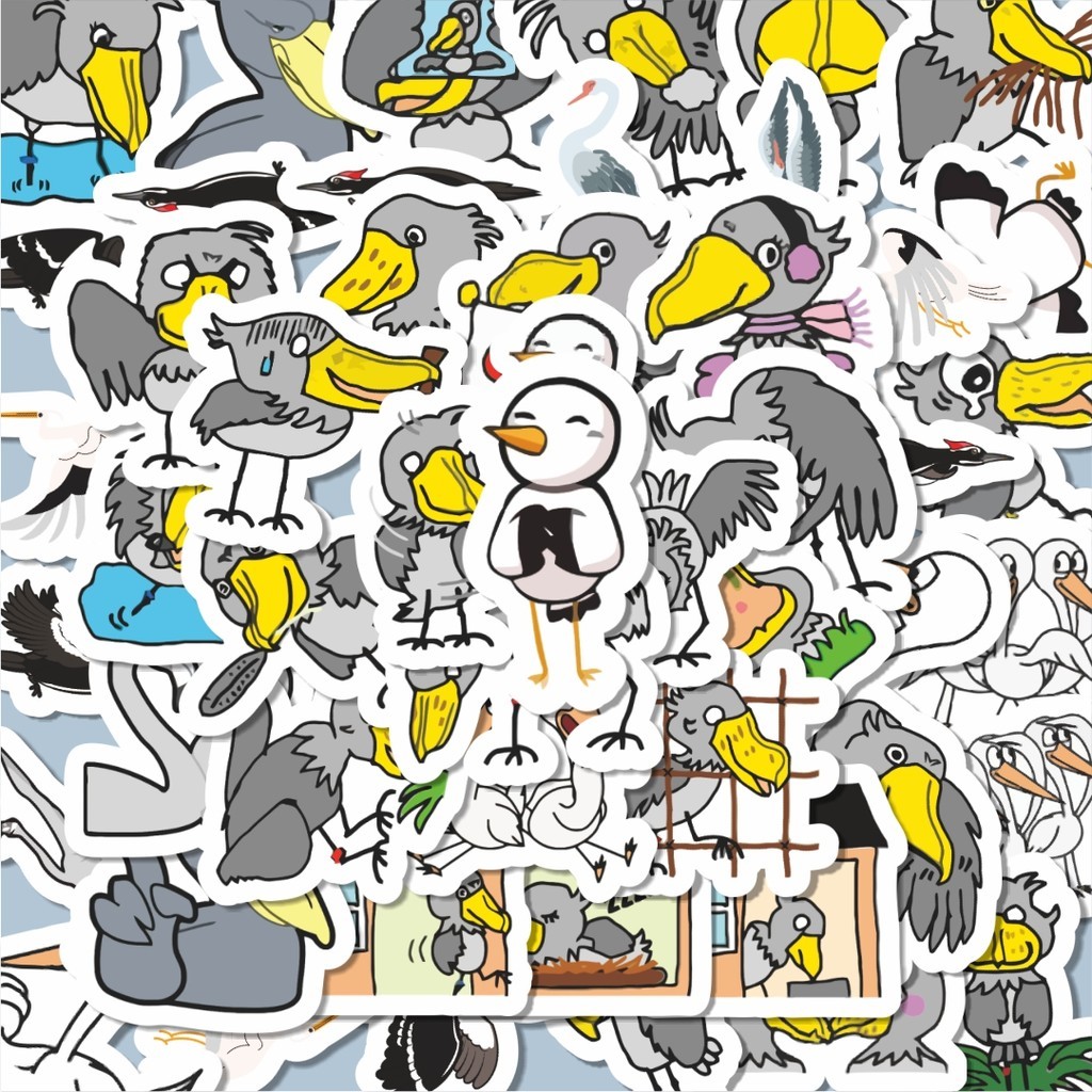 

100PCS Lucu Sticker Hewan Bangau Stiker Aesthetic Stiker Anti Air Stikers Berperekat Waterproof sticker decal buat Motor Helm Buku Journal Koper Casing HP Laptop Botol Minum Hadiah anak